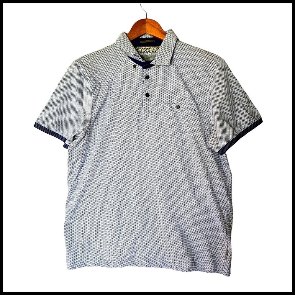Ted Baker Mens Printed Callie Polo Short Sleeve Shirt Size 5 US XL Collared